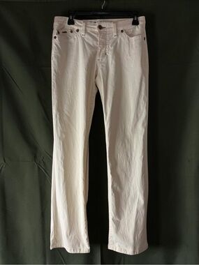 Women’s embroidered y2K Cream Straight-Leg Pants 28” Size 6 Boho Mid Rise